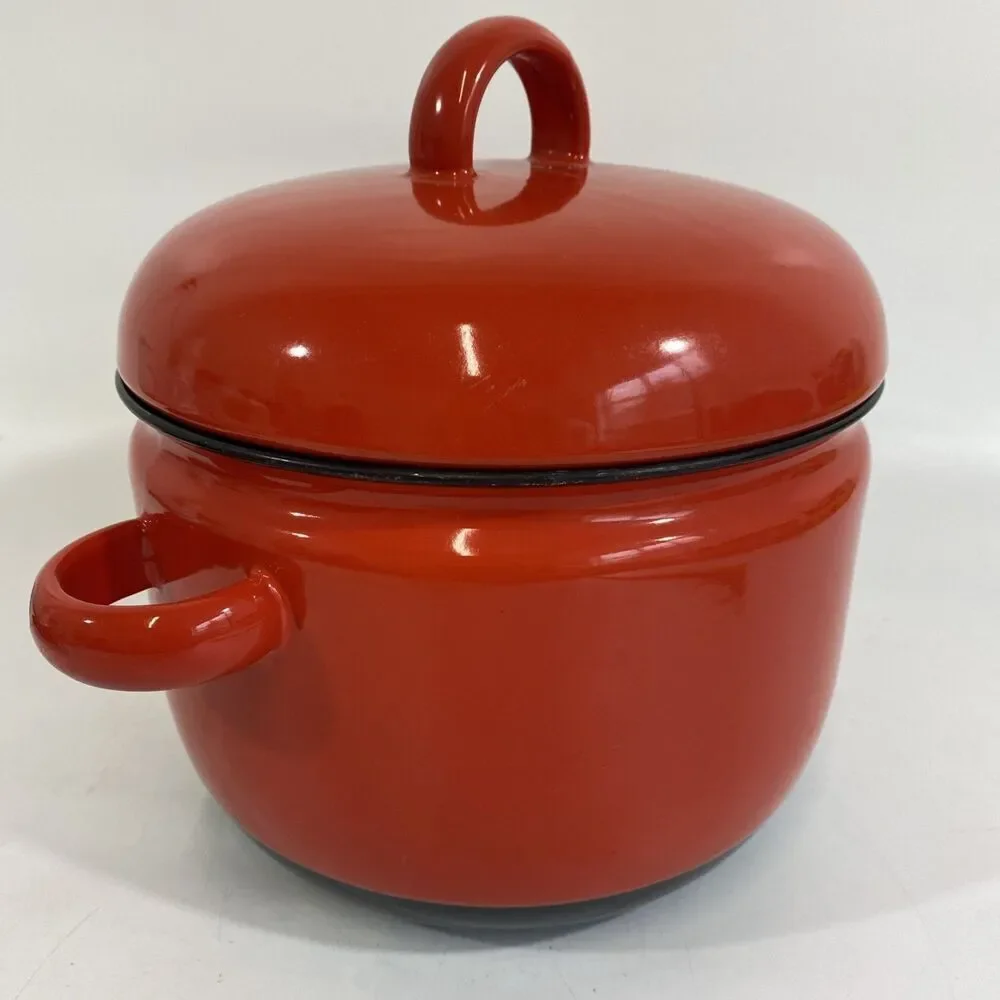 Carl Aubock Culinar Auswien Ostovics Red Enamel Pot Dutch Oven DANISH MODERN